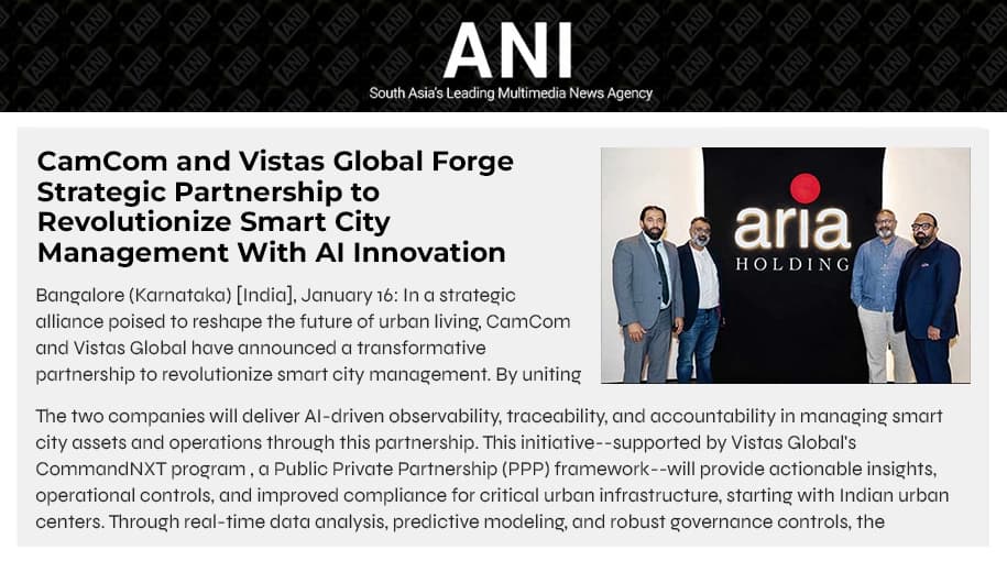 CamCom and Vistas Global partner on AI for smart cities